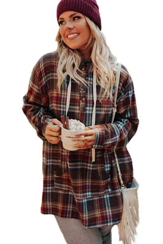 Plus size plaid hoodie - hoodies