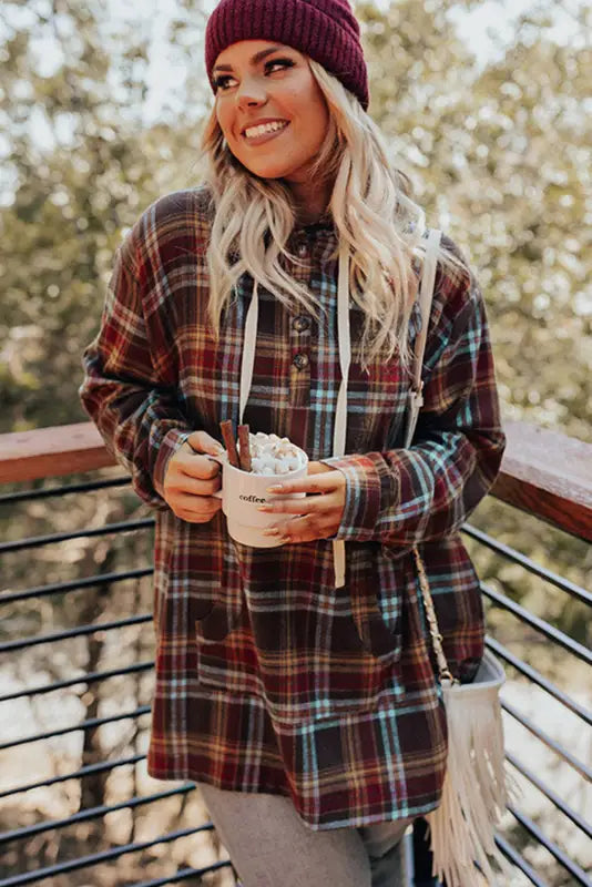 Plus size plaid hoodie - hoodies