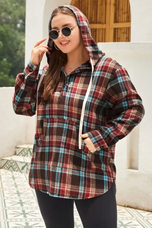 Plus size plaid hoodie - hoodies