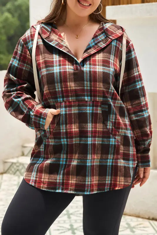 Plus size plaid hoodie - hoodies