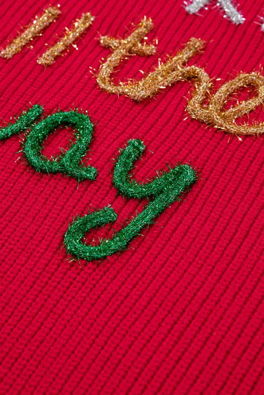 Plus size red sparkle tinsel sweater | festive & fabulous