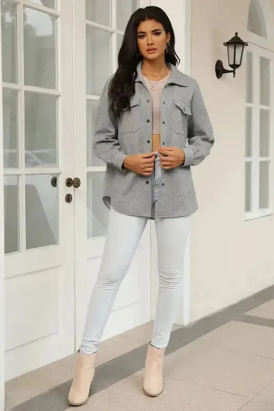 Plus Size Textured Jacket - Fashionfitz