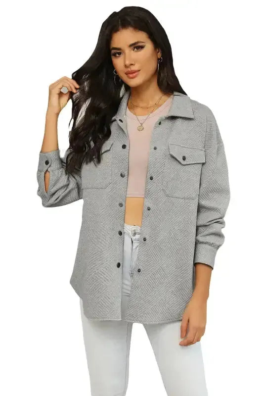 Plus Size Textured Jacket - Fashionfitz