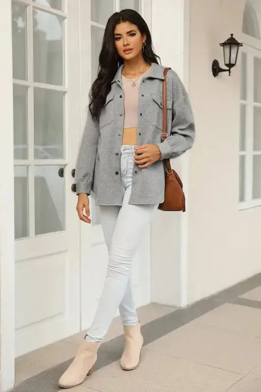Plus Size Textured Jacket - Fashionfitz