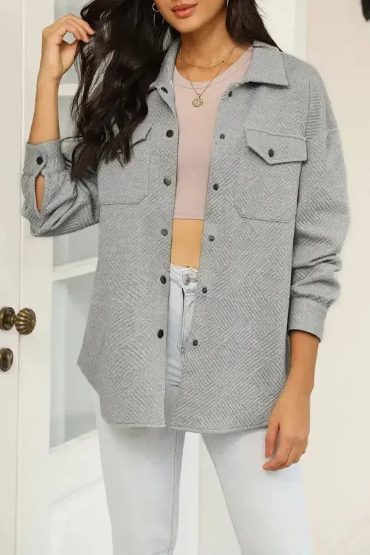 Plus Size Textured Jacket - Fashionfitz