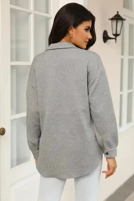 Plus Size Textured Jacket - Fashionfitz