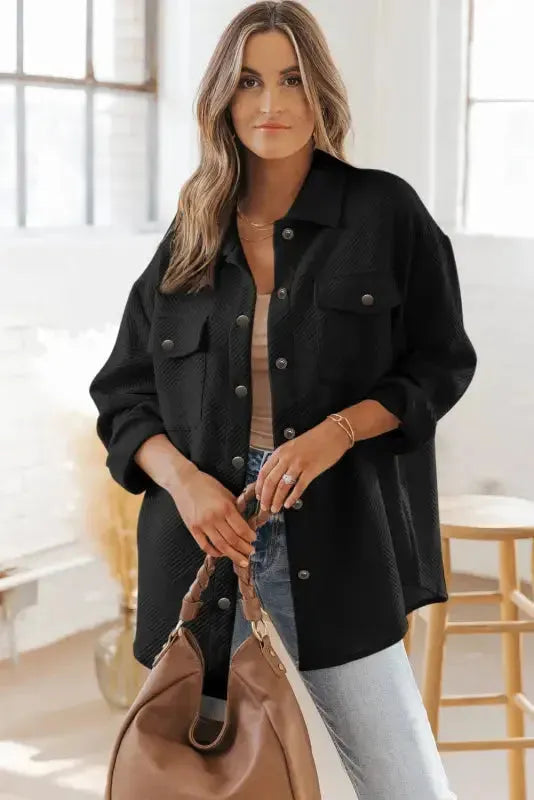 Plus Size Textured Jacket - Fashionfitz