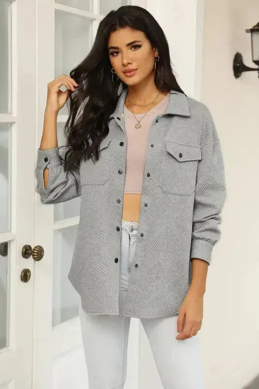 Plus Size Textured Jacket - Fashionfitz