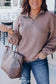 Plus size textured knit zip neck pullover