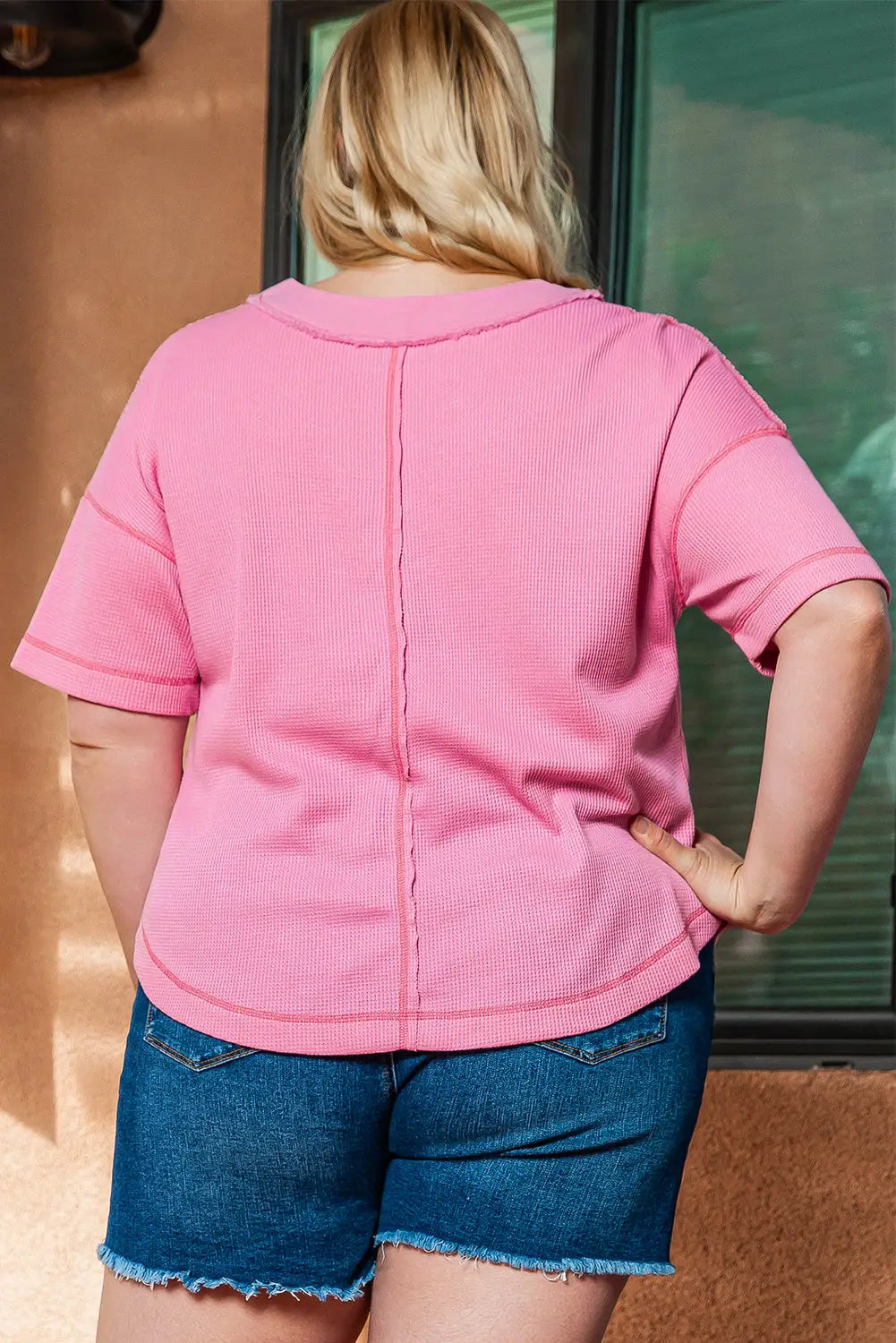 Plus size waffle knit henley t-shirt - size/plus tops/plus tops & tees