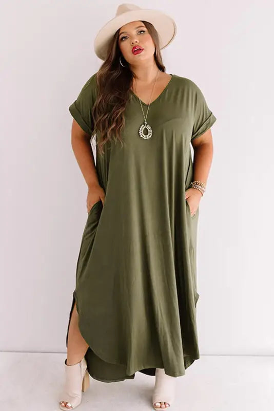 Plus v-neck maxi dress - size dresses