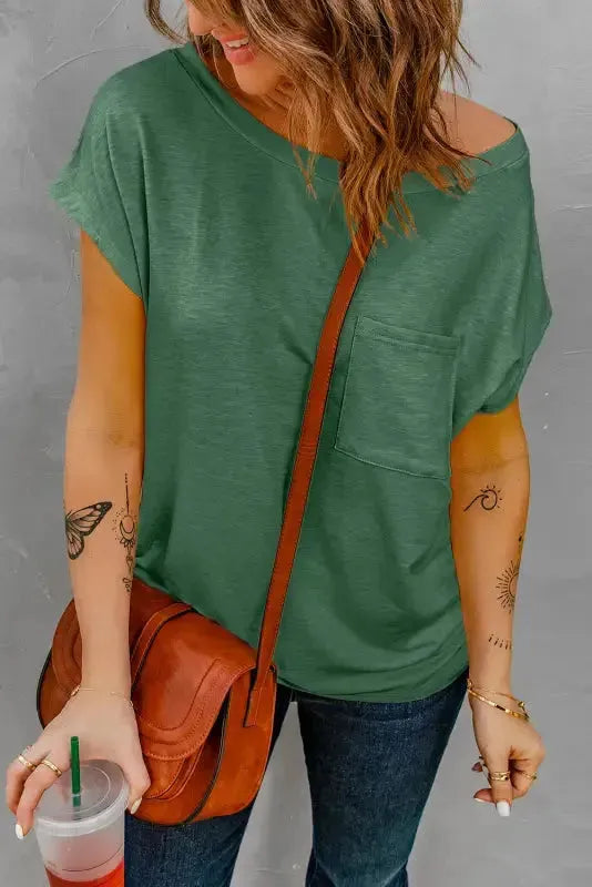 Pocket Tee with Side Slits - Fashionfitz