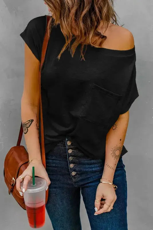 Pocket Tee with Side Slits - Fashionfitz