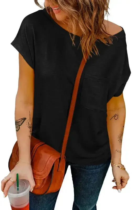 Pocket Tee with Side Slits - Fashionfitz