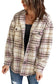 Pocketed button-up long sleeve plaid jacket - shackets