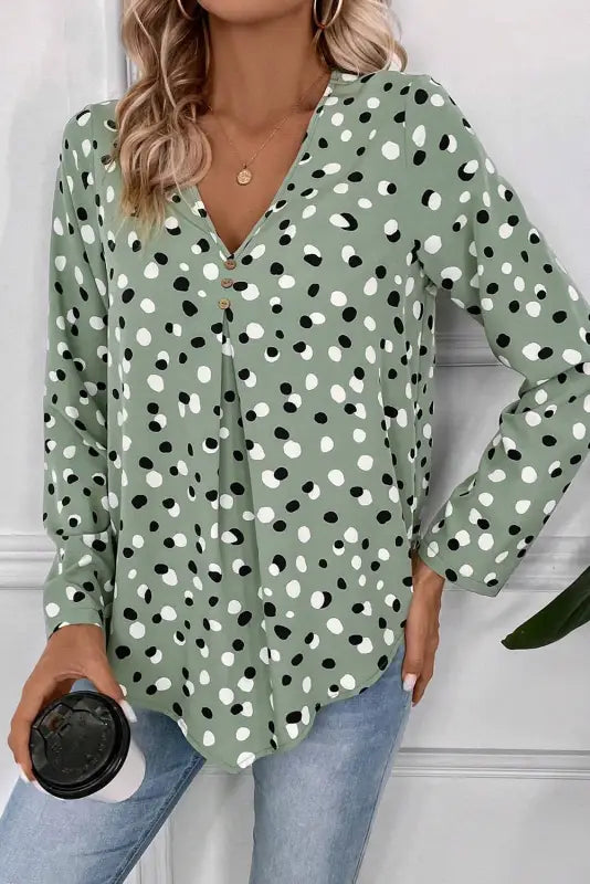 Polka charm v-neck blouse | women’s tops | fashionfitz