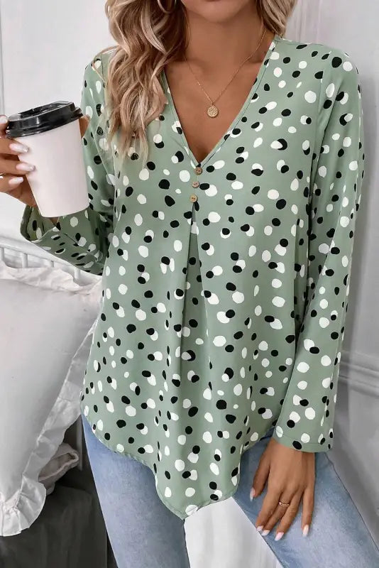 Polka charm v-neck blouse | women’s tops | fashionfitz