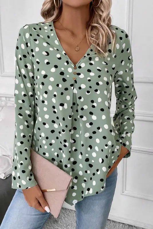 Polka charm v-neck blouse | women’s tops | fashionfitz