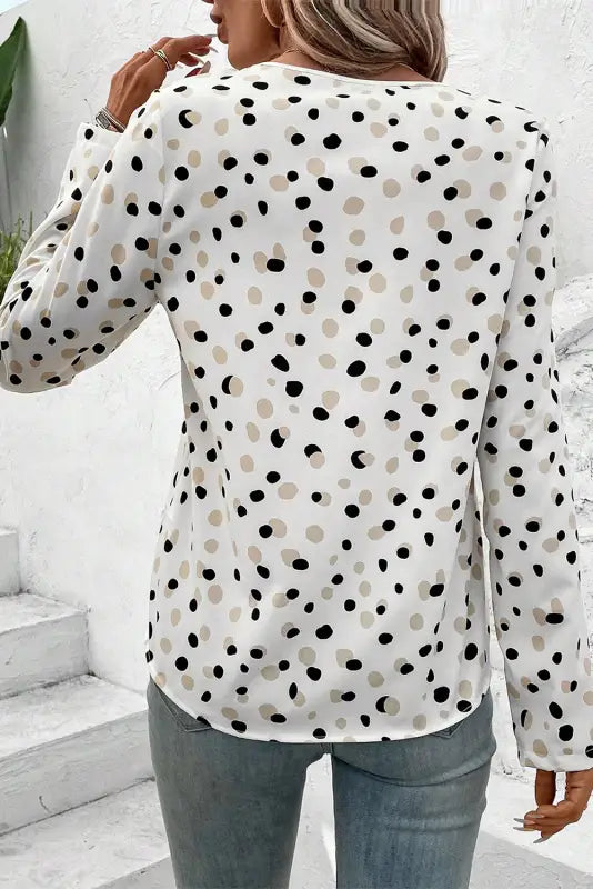 Polka charm v-neck blouse | women’s tops | fashionfitz