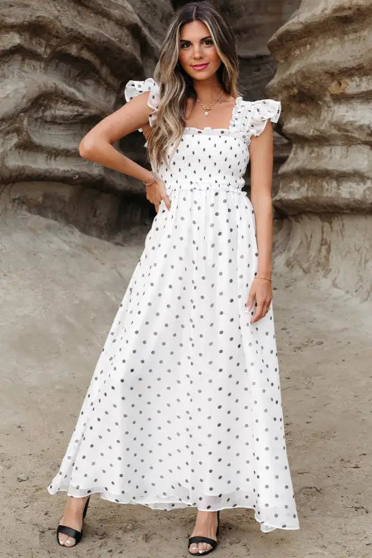 Polka dot elegance maxi dress