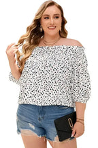 Polka Dot Plus Size Off Shoulder Blouse - Fashionfitz