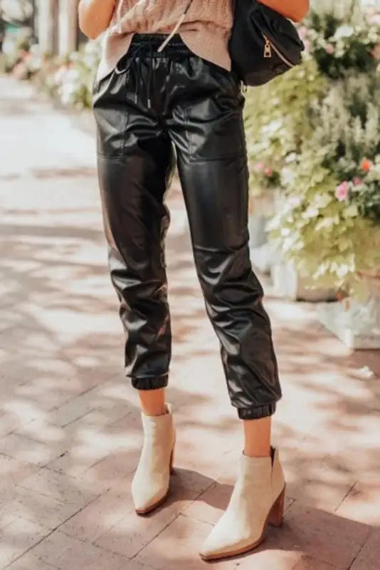 Posh trotter faux leather pants | pu joggers