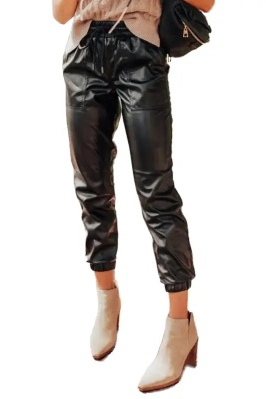 Posh trotter faux leather pants | pu joggers