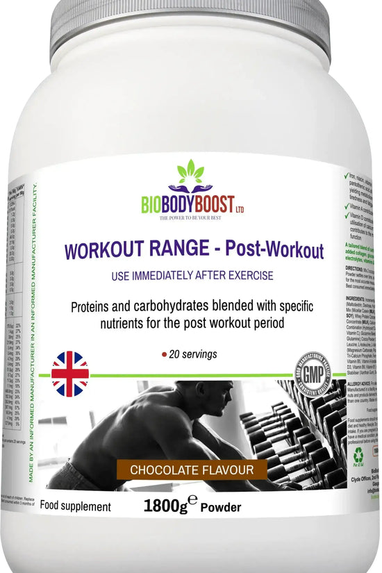 Post-Workout Drink Mix Chocolate front-angle showing creatine, collagen and amino acid complex
