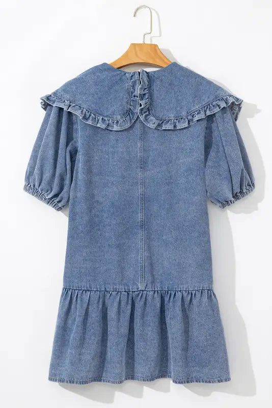 Puff sleeve denim mini dress | fashionfitz