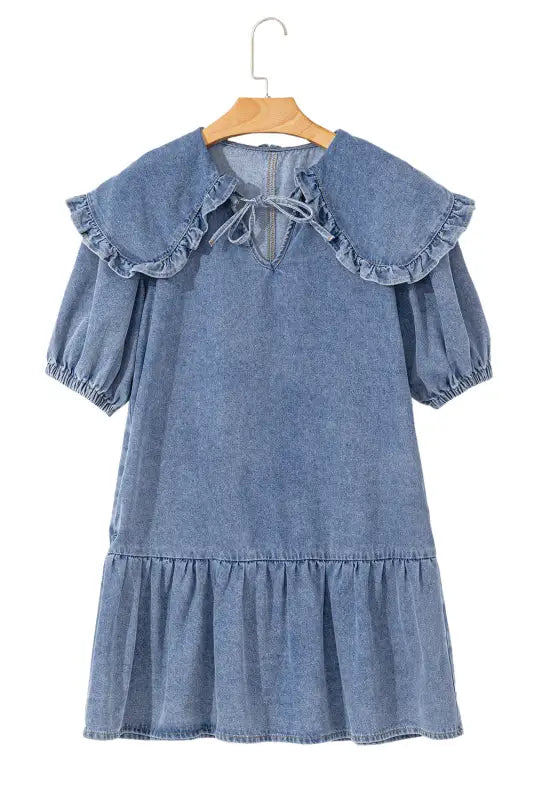 Puff sleeve denim mini dress | fashionfitz