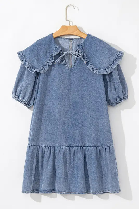 Puff sleeve denim mini dress | fashionfitz