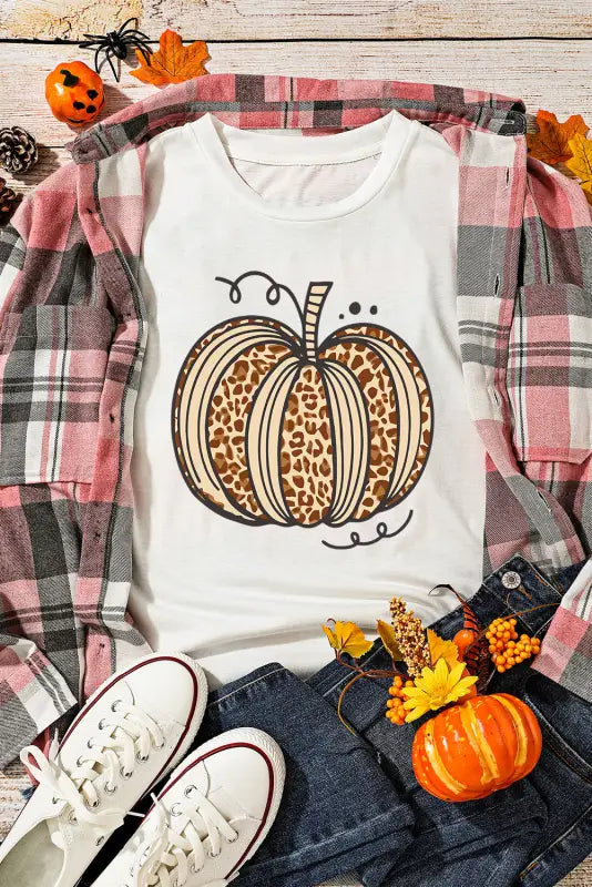 Pumpkin & leopard t-shirt