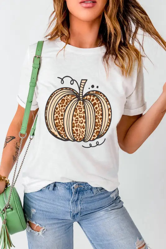 Pumpkin & leopard t-shirt