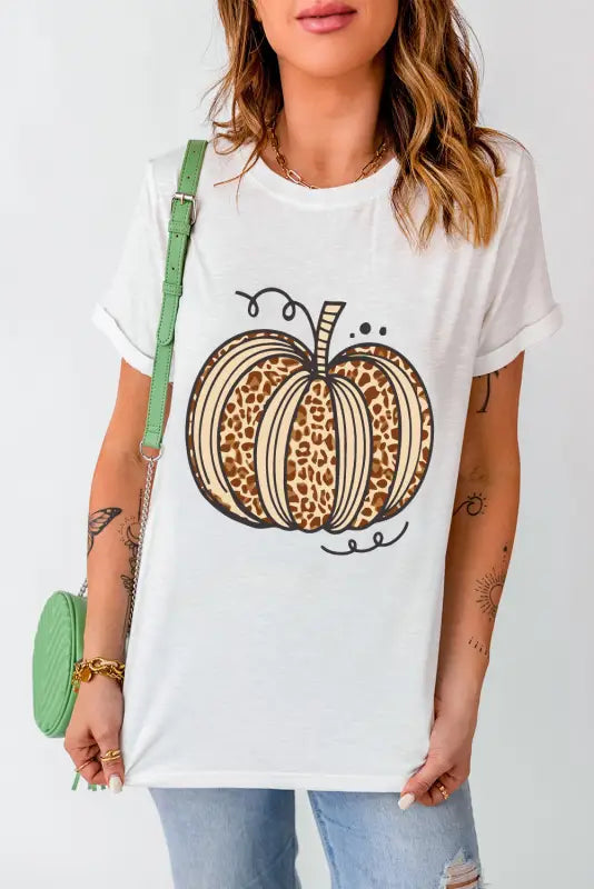 Pumpkin & leopard t-shirt