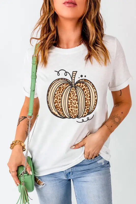 Pumpkin & leopard t-shirt