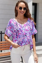 Purple Abstract Floral Print Sleeveless Maxi Dress - Fashionfitz