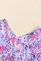 Purple Abstract Floral Print Sleeveless Maxi Dress - Fashionfitz