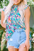 Purple Abstract Floral Print Sleeveless Maxi Dress - Fashionfitz