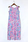 Purple abstract floral print sleeveless maxi dress - dresses