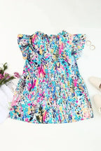 Purple Abstract Floral Print Sleeveless Maxi Dress - Fashionfitz