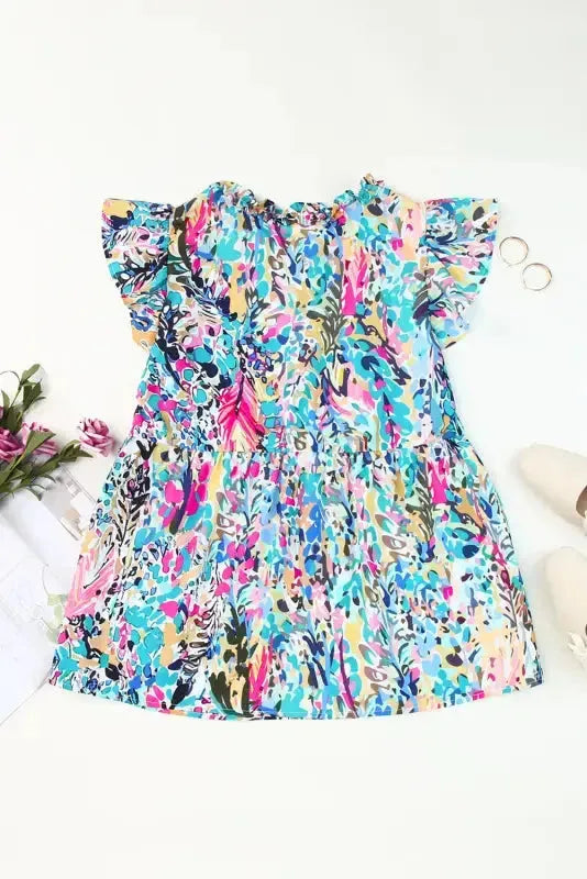 Purple Abstract Floral Print Sleeveless Maxi Dress - Fashionfitz