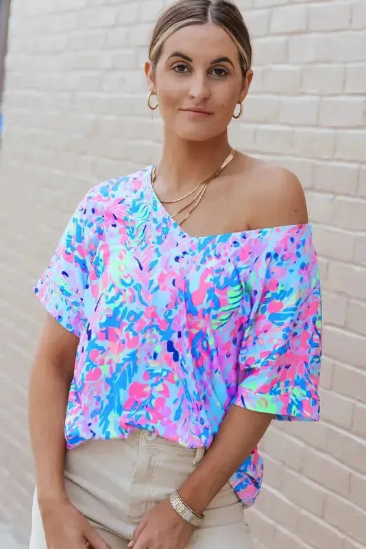 Purple Abstract Floral Print Sleeveless Maxi Dress - Fashionfitz