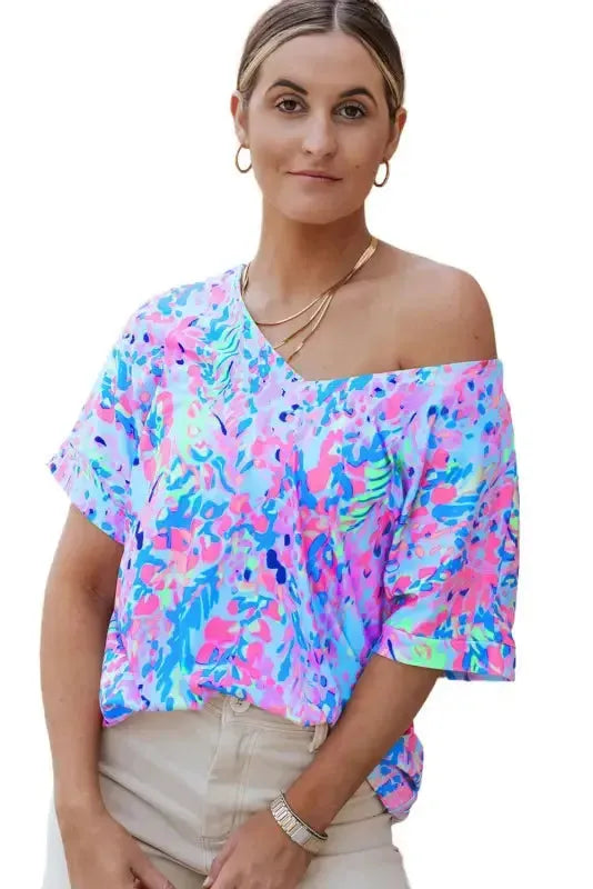 Purple Abstract Floral Print Sleeveless Maxi Dress - Fashionfitz