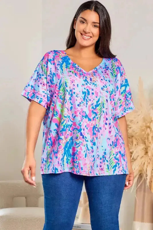 Purple Abstract Floral Print Sleeveless Maxi Dress - Fashionfitz