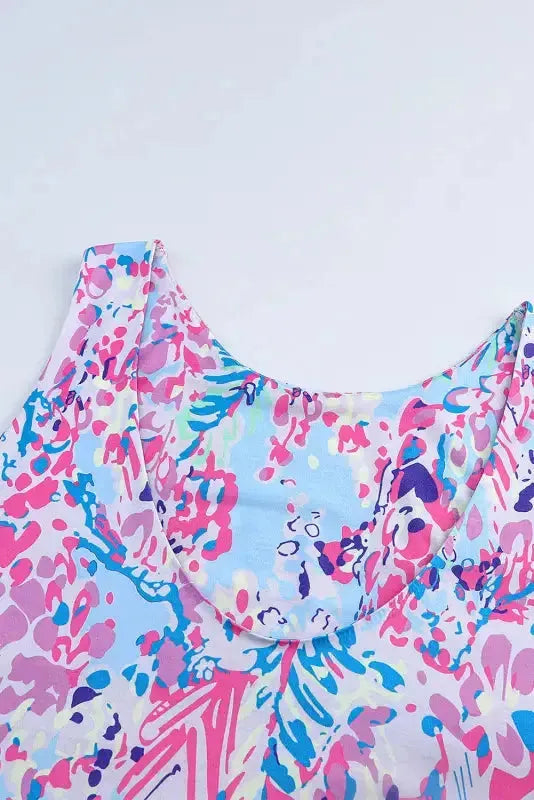 Purple Abstract Floral Print Sleeveless Maxi Dress - Fashionfitz