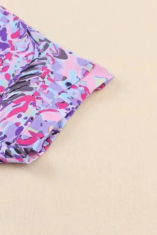 Purple Abstract Floral Print Sleeveless Maxi Dress - Fashionfitz