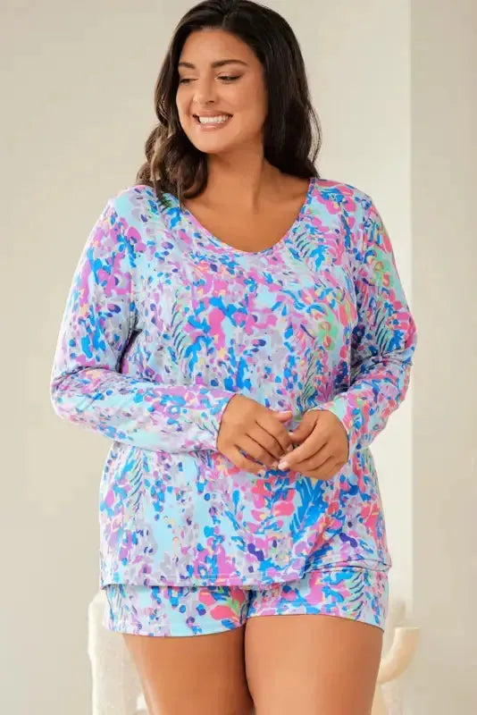 Purple Abstract Floral Print Sleeveless Maxi Dress - Fashionfitz