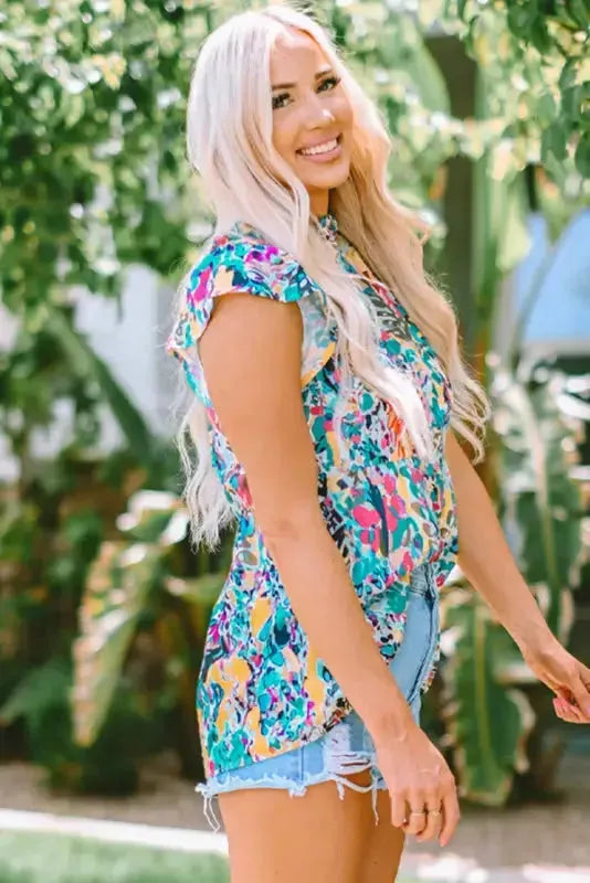 Purple Abstract Floral Print Sleeveless Maxi Dress - Fashionfitz