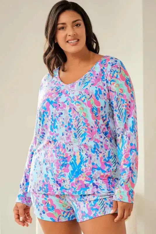 Purple Abstract Floral Print Sleeveless Maxi Dress - Fashionfitz