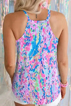 Purple Abstract Floral Print Sleeveless Maxi Dress - Fashionfitz